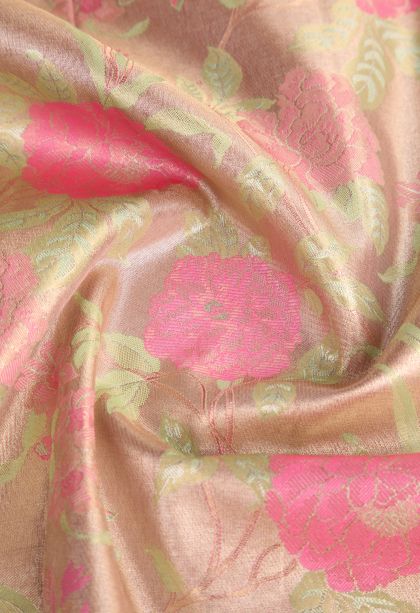 Pistachio Green Apoorva Silk Sarees with Copper Zari Floral Patterns