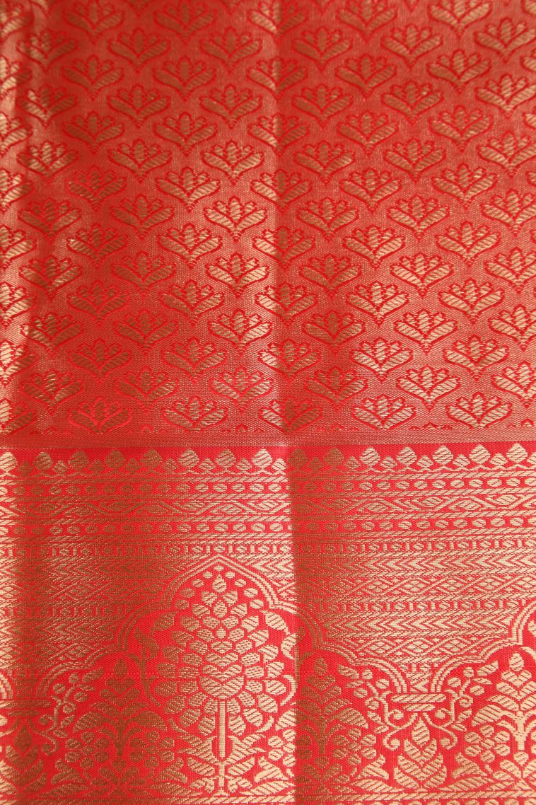 Gold Apoorva Silk Sarees with Copper Zari Floral Patterns view 3