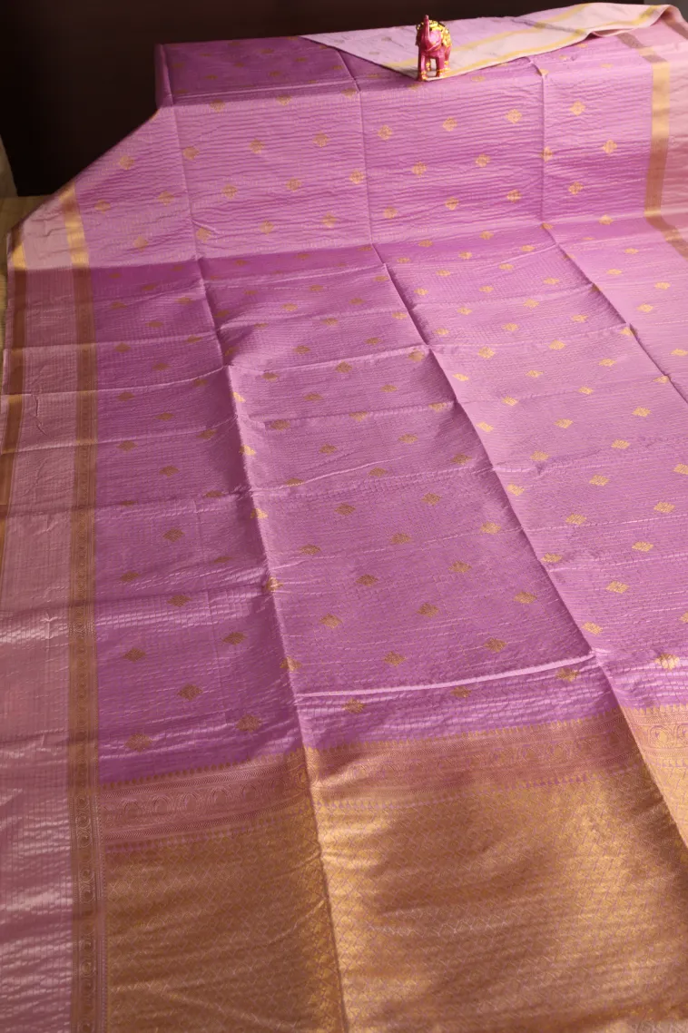 Lean Pink Apoorva Silk Sarees with Gold Zari Checks And Puttas view 2