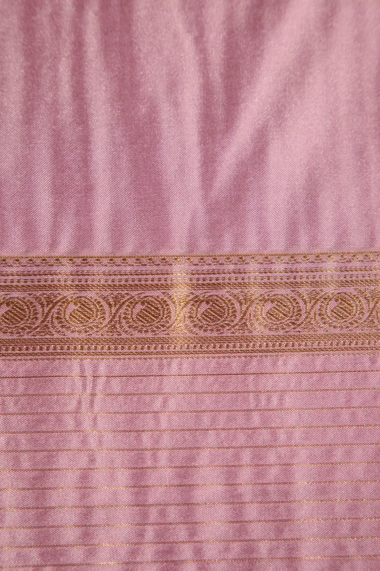 Lean Pink Apoorva Silk Sarees with Gold Zari Checks And Puttas view 3