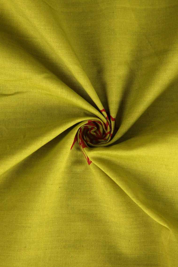 Lemon Yellow Poly Cotton Sarees Without Zari With Floral Puttas view 4
