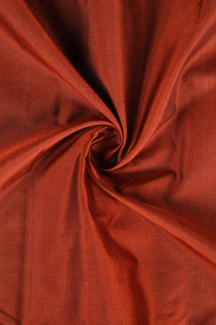 Fire Orange Arani Silk Sarees with Gold Zari Plain view 4