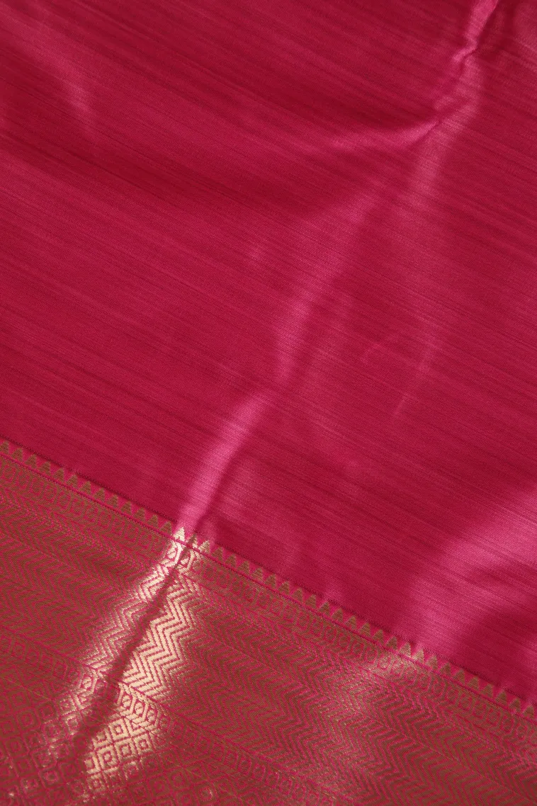 Rose Pink Soft Silk Sarees with Bronze Zari Floral Patterns view 3