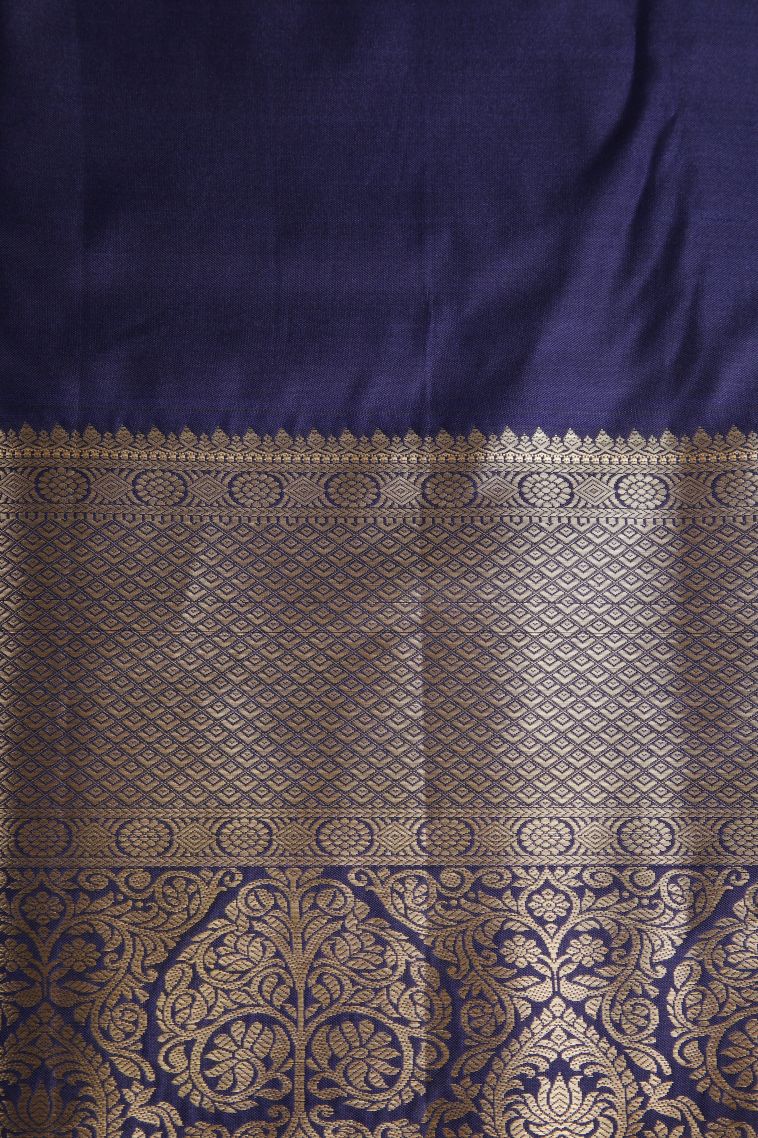 Lime Green Apoorva Silk Sarees with Copper Zari Floral Patterns view 3