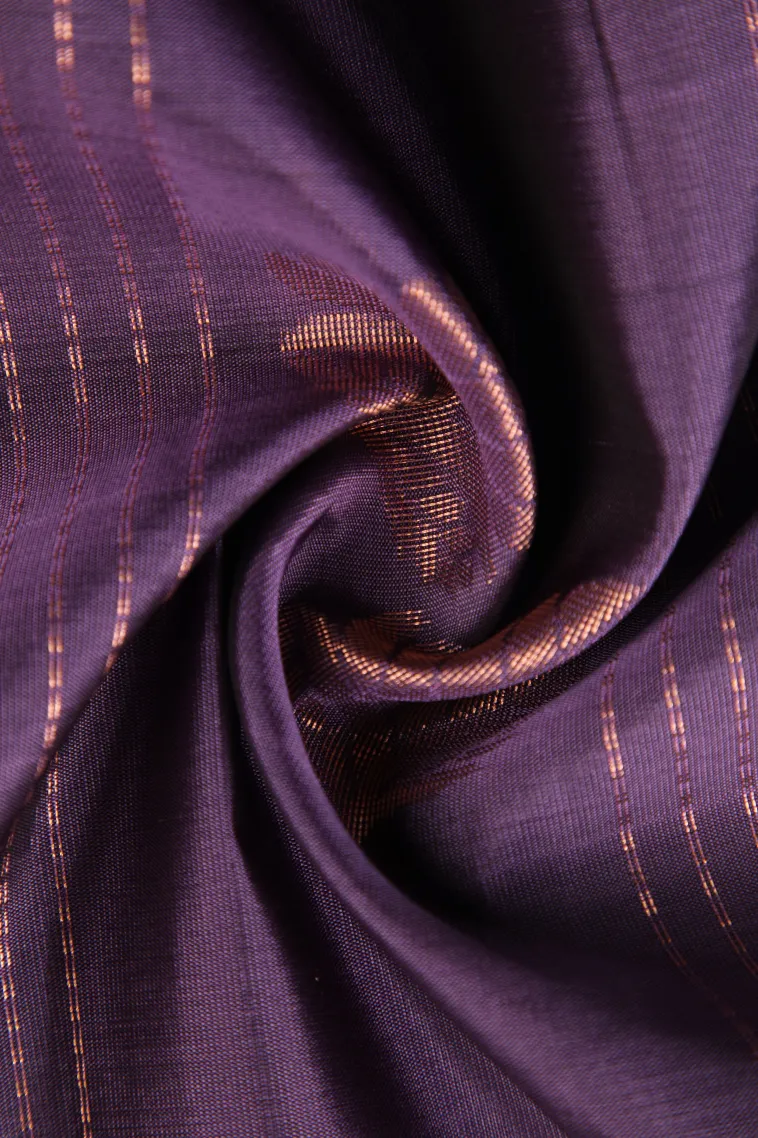 Mauve Purple Soft Silk Saree with Copper Zari Straipes And Puttas view 4