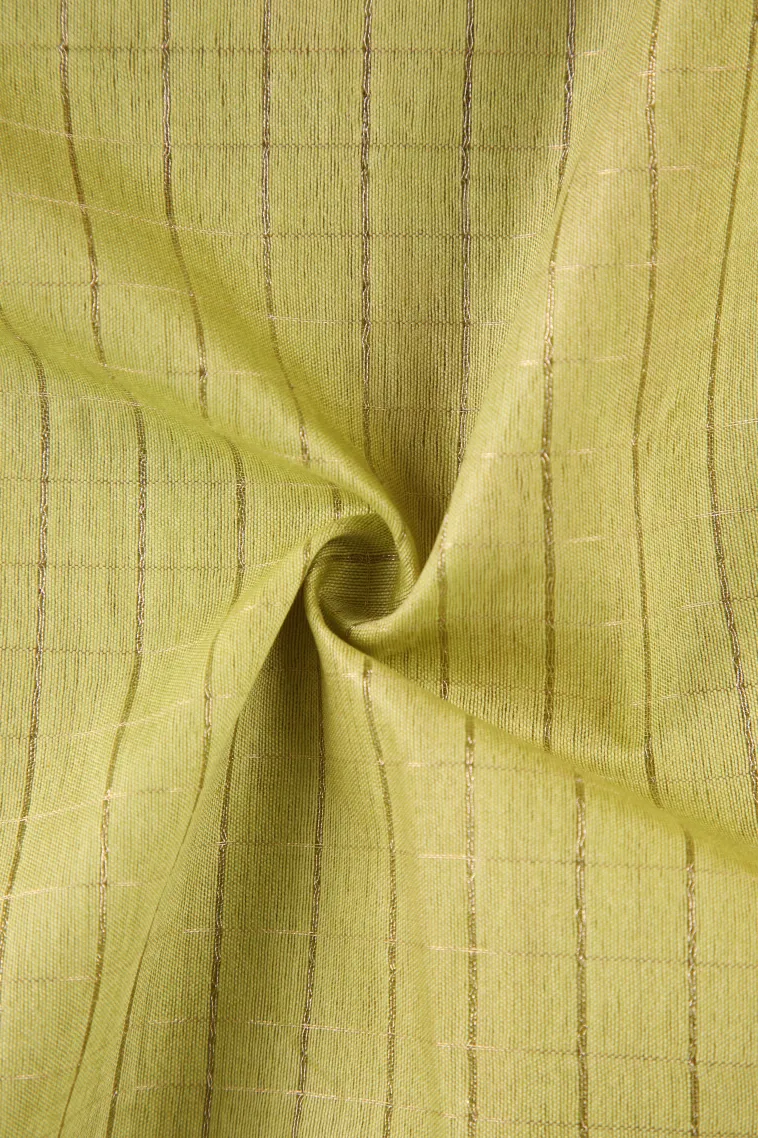 Olive Green Tussar Saree with Gold Zari Checks view 4