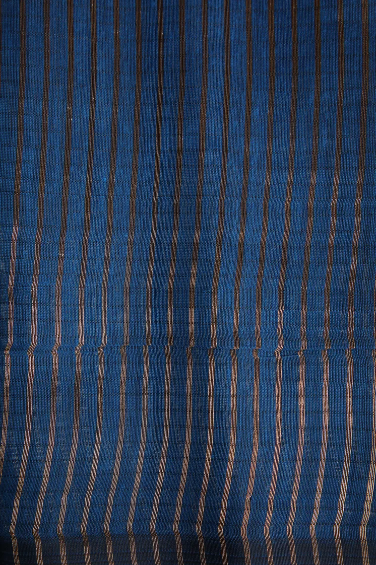 Azure Blue Raw Silk Sarees with Gold Zari Mango Puttas view 3