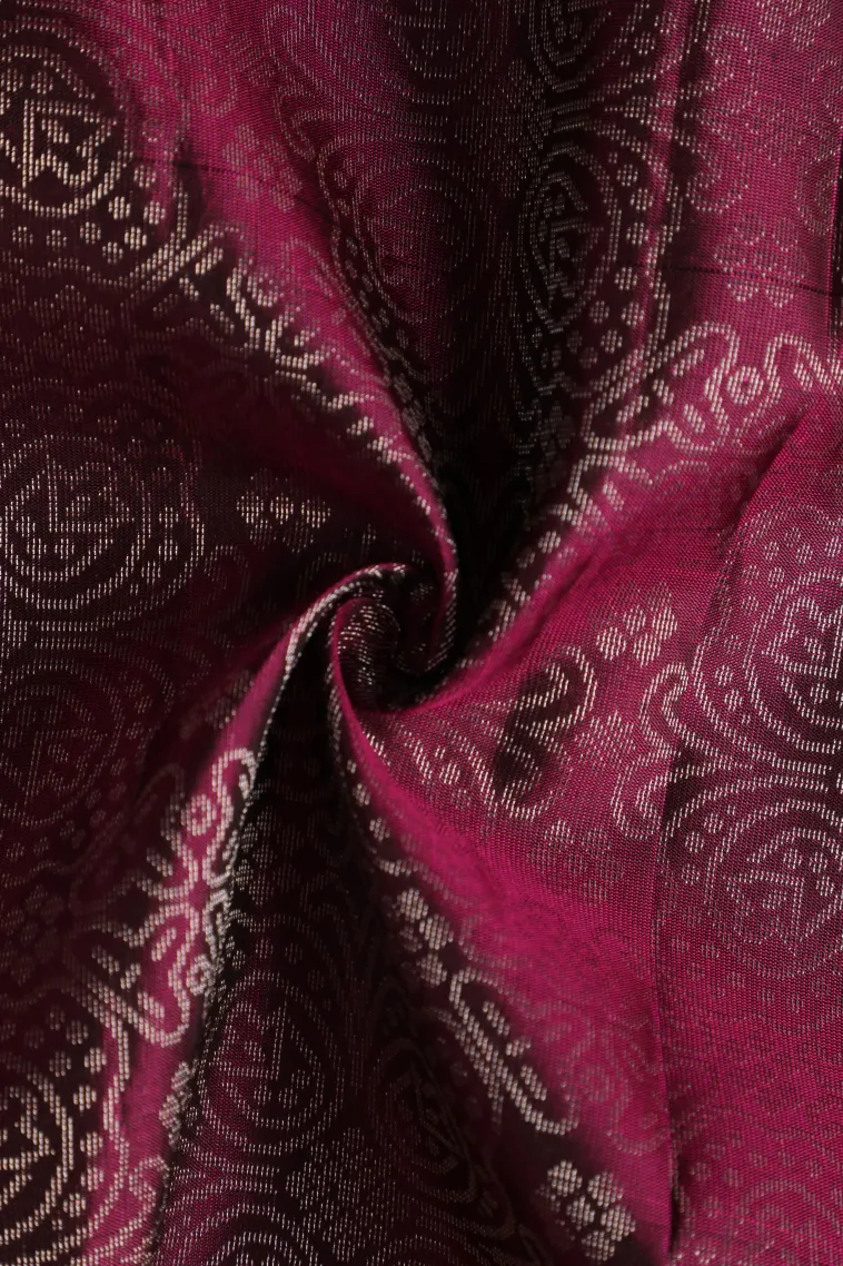Magenta Purple Soft Silk Saree with Silver Zari Floral Patterns view 4