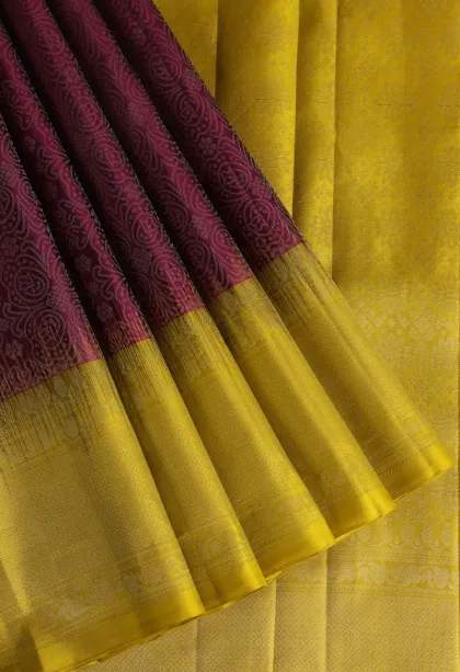 Magenta Purple Soft Silk Saree with Silver Zari Floral Patterns