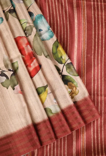 Sandollar Yellow Jute Sarees Without Zari With Floral Patterns