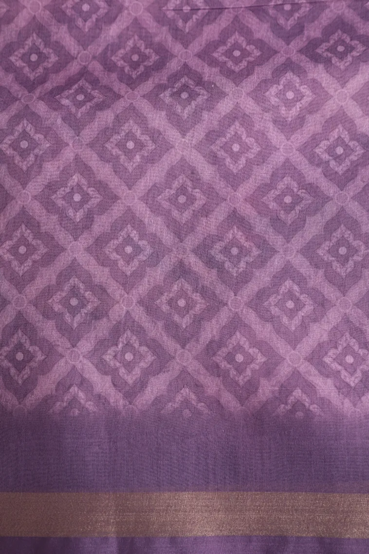 Iris Purple Semi Tussar Silk Without Zari With Leaf Pattern view 3