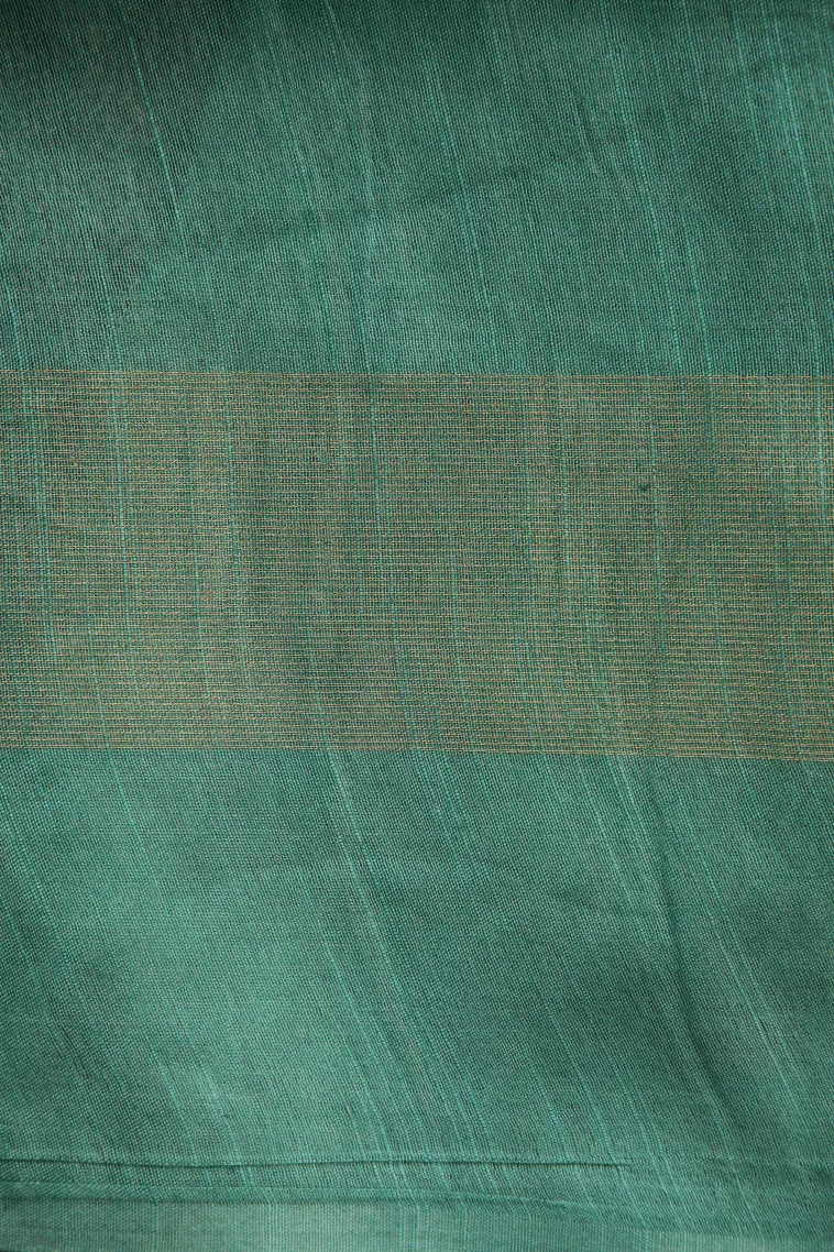 Denim Blue Semi Tussar Silk with Gold Zari Stripes view 3