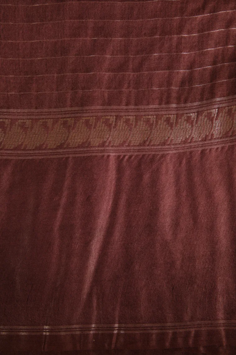 Rose Red Tussar Saree with Gold Zari Checks view 3