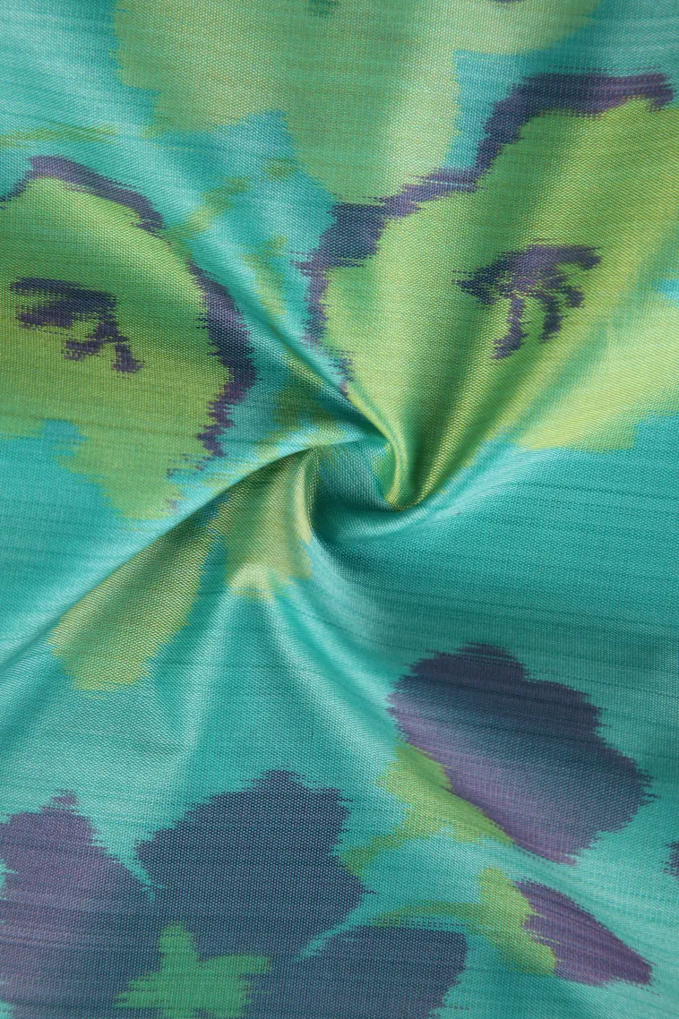 Sapphire Blue Soft Silk Sarees with Bronze Zari Floral Patterns view 4
