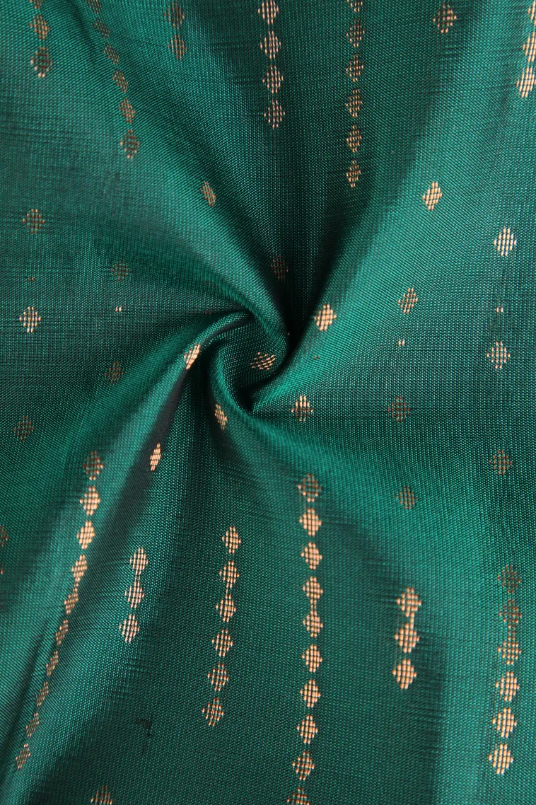 Teal Blue Soft Silk Saree with Copper Zari Stripes view 4