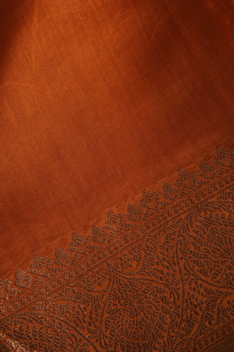 Gold Chanderi Cotton Sarees with Copper Zari Geometric Shapes view 3