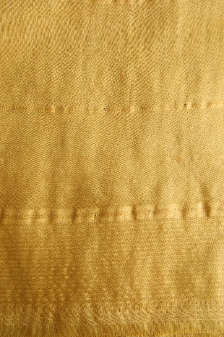 Lemon Yellow Semi Tussar Silk with Thread Zari Checks And Puttas view 3