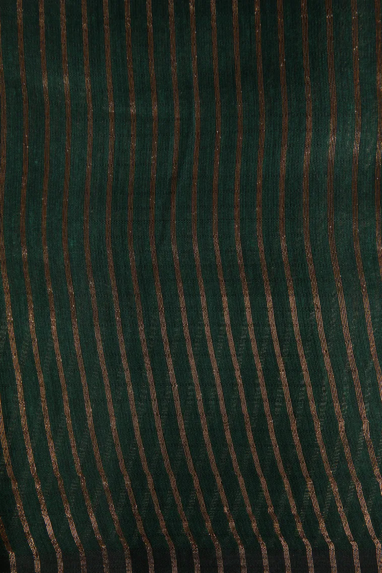 Bottle Green Raw Silk Sarees with Gold Zari Mango Puttas view 3