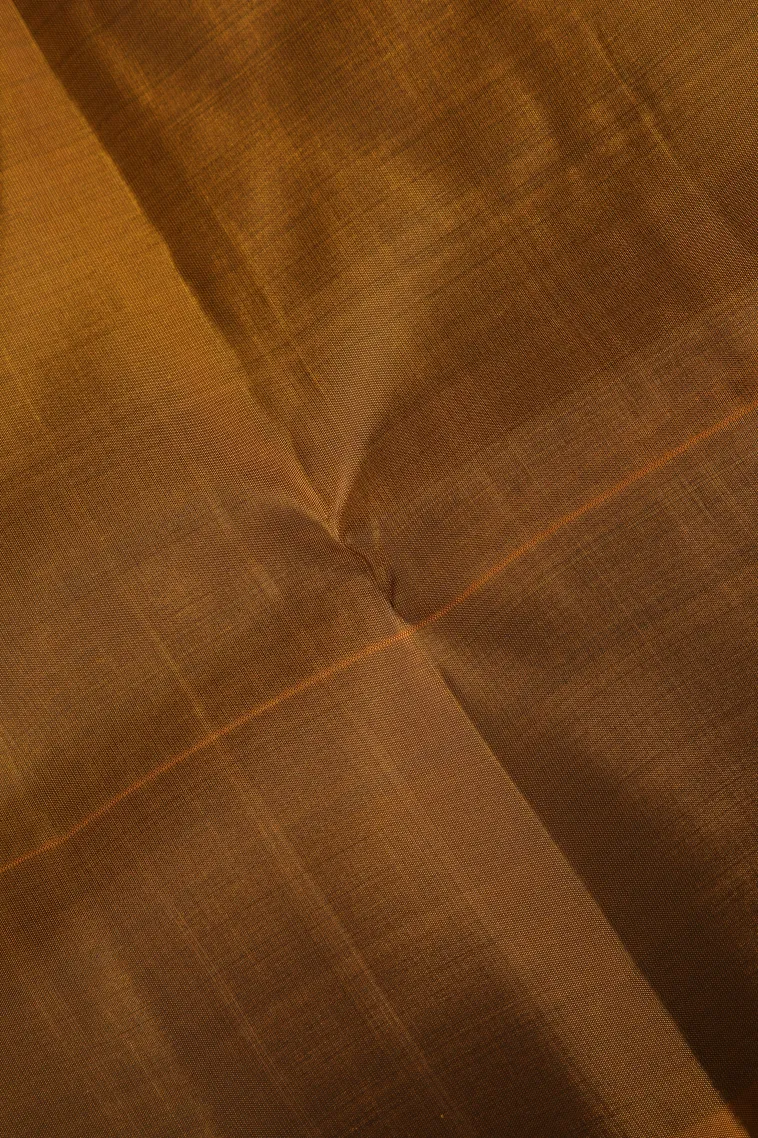 Indigo Blue Soft Silk Saree with Copper Zari Straipes And Puttas view 3