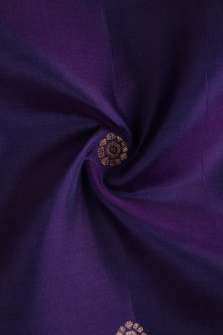 Indigo Blue Soft Silk Saree with Gold Zari Peacock And Rudhractam view 4