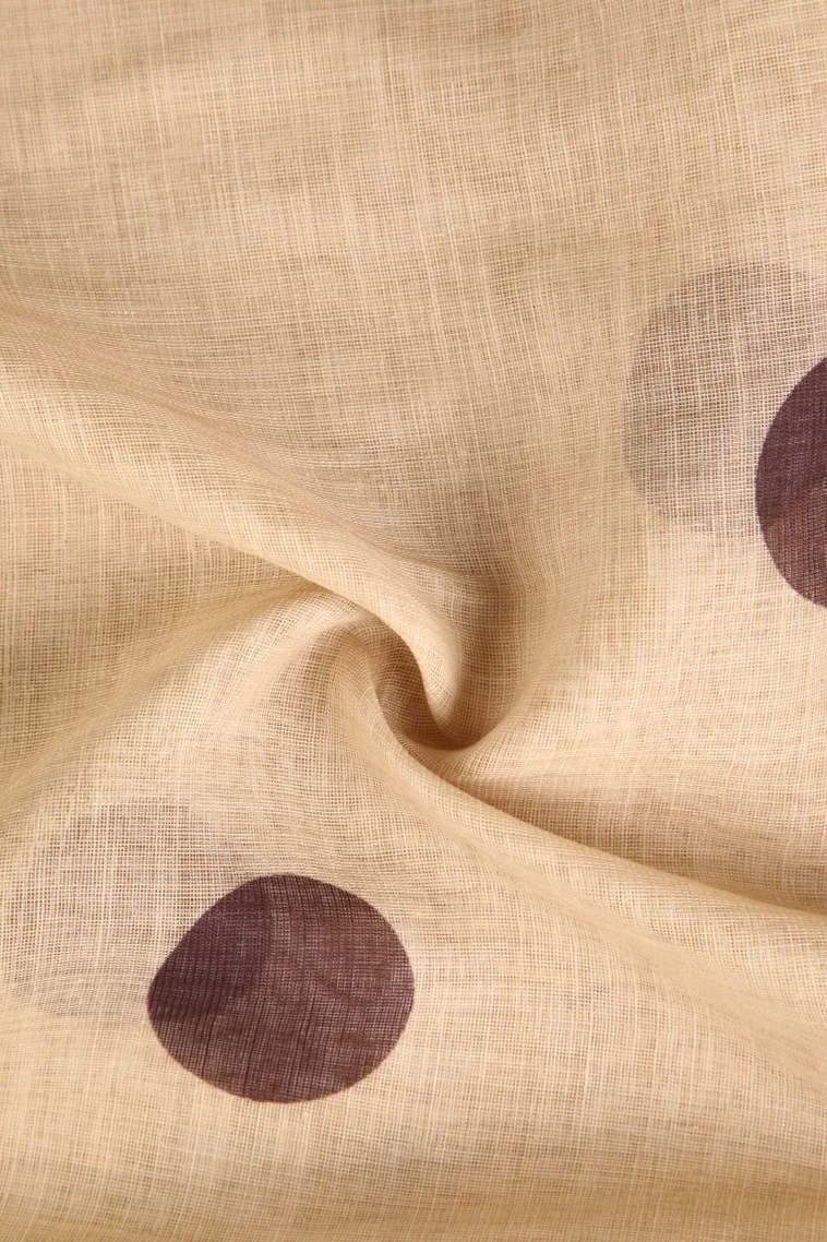 Sandollar Yellow Linen Saree Without Zari With Geometric Shapes view 4