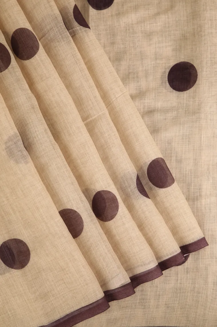 Sandollar Yellow Linen Saree Without Zari With Geometric Shapes