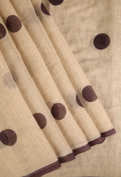 Sandollar Yellow Linen Saree Without Zari With Geometric Shapes
