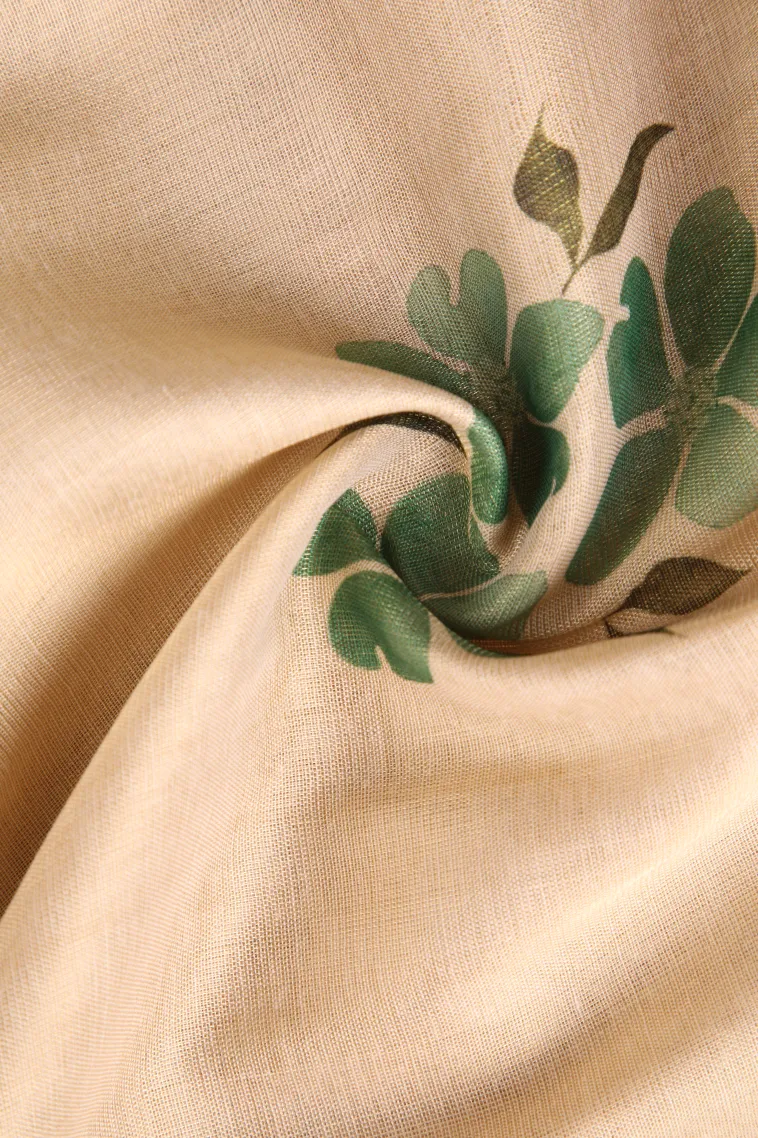 Sandollar Yellow Jute Sarees Without Zari With Flower Mottif view 4