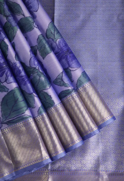 Daffane Blue Soft Silk Sarees with Bronze Zari Geometric Shapes