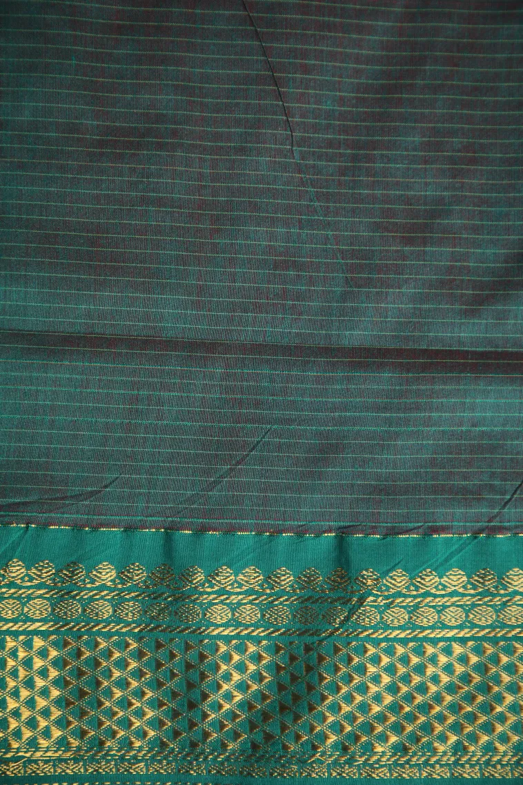 Candy Red Kalyani Cotton with Copper Zari Checks view 3