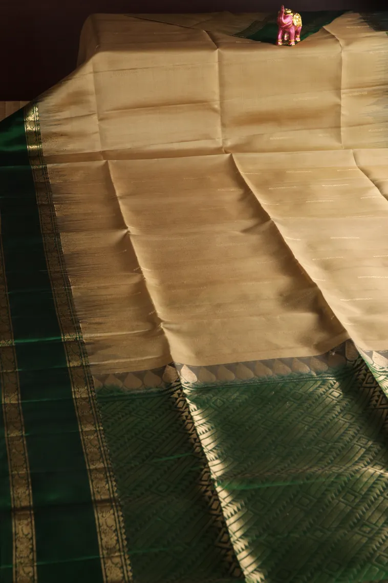 Sandollar Yellow Soft Silk Saree with Gold Zari Stripes view 2