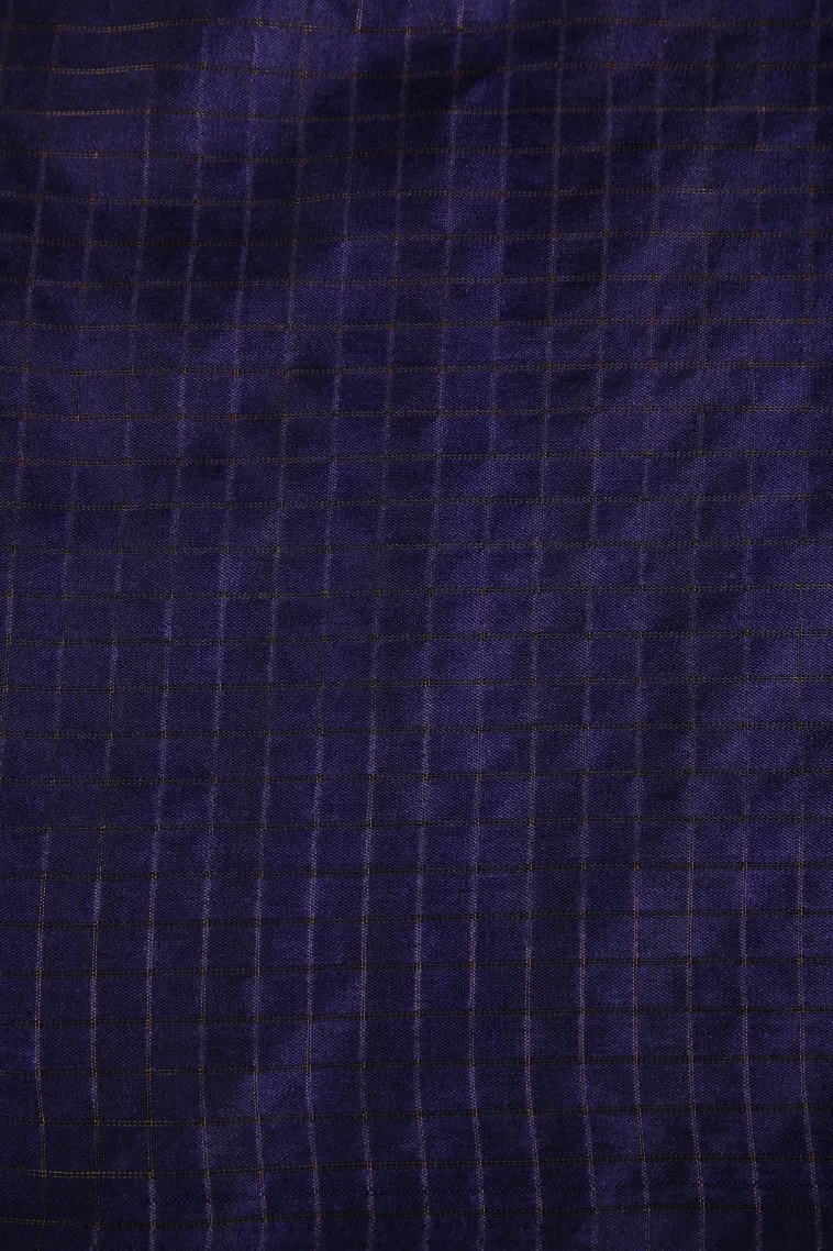 Magenta Purple Tussar Saree with Gold Zari Checks view 3