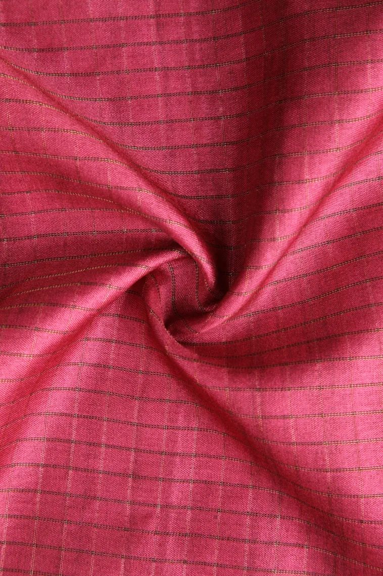 Magenta Purple Tussar Saree with Gold Zari Checks view 4