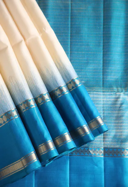Cotton White Soft Silk Saree with Gold Zari Buttis (small Dots Or Motifs)