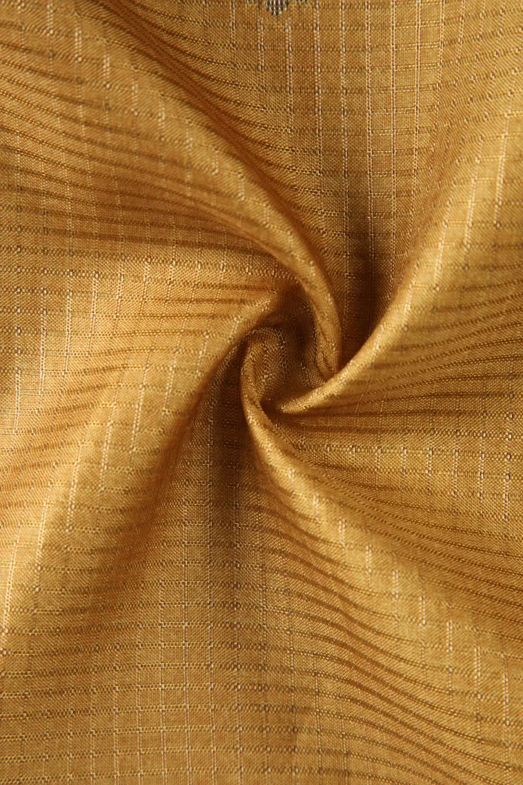 Merigold Orange Tussar Saree Without Zari With Floral Patterns view 4