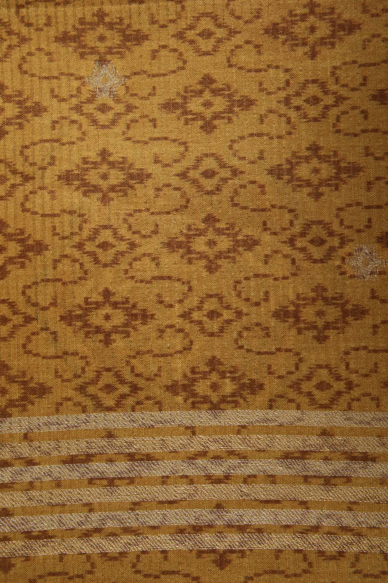 Merigold Orange Tussar Saree Without Zari With Floral Patterns view 3