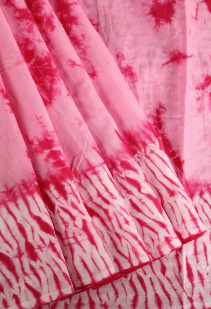 Lemonade Pink Mul Mul Cotton Without Zari With Floral Patterns