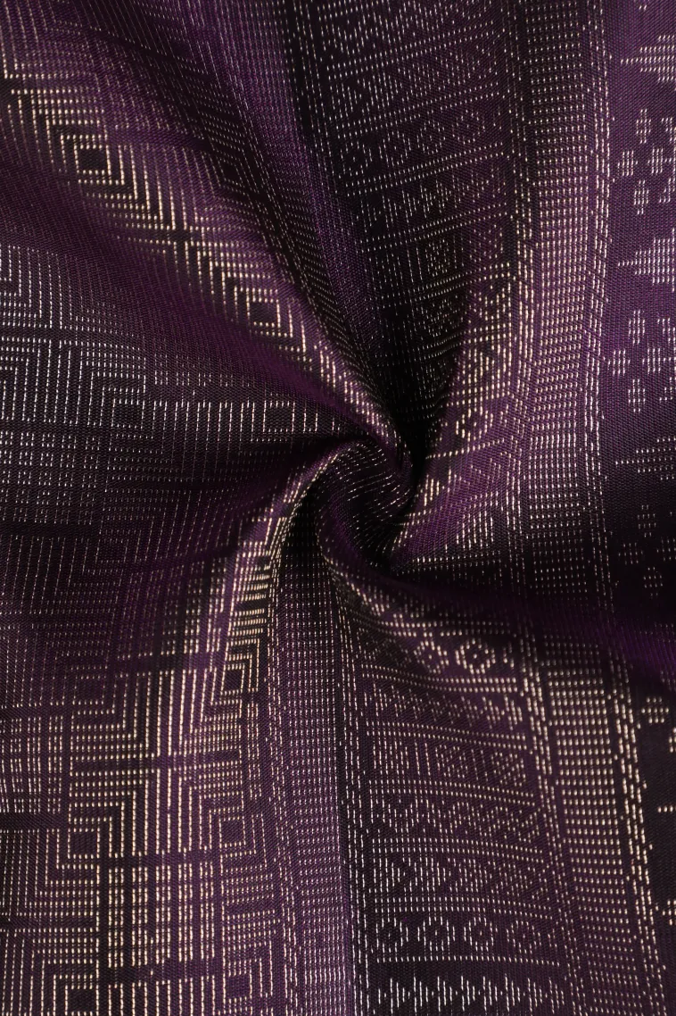 Grape Purple Soft Silk Saree with Silver Zari Geometric Shapes view 4