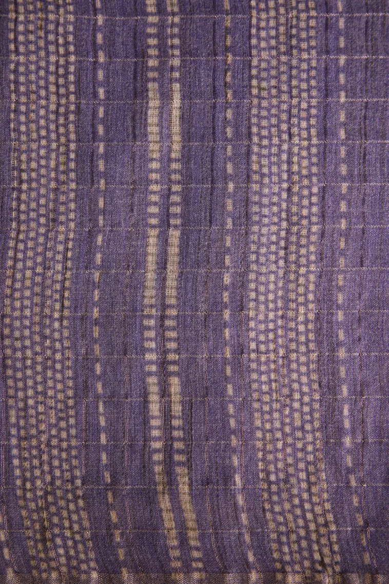 Carrot Orange Semi Tussar Silk with Gold Zari Geometric Shapes view 3