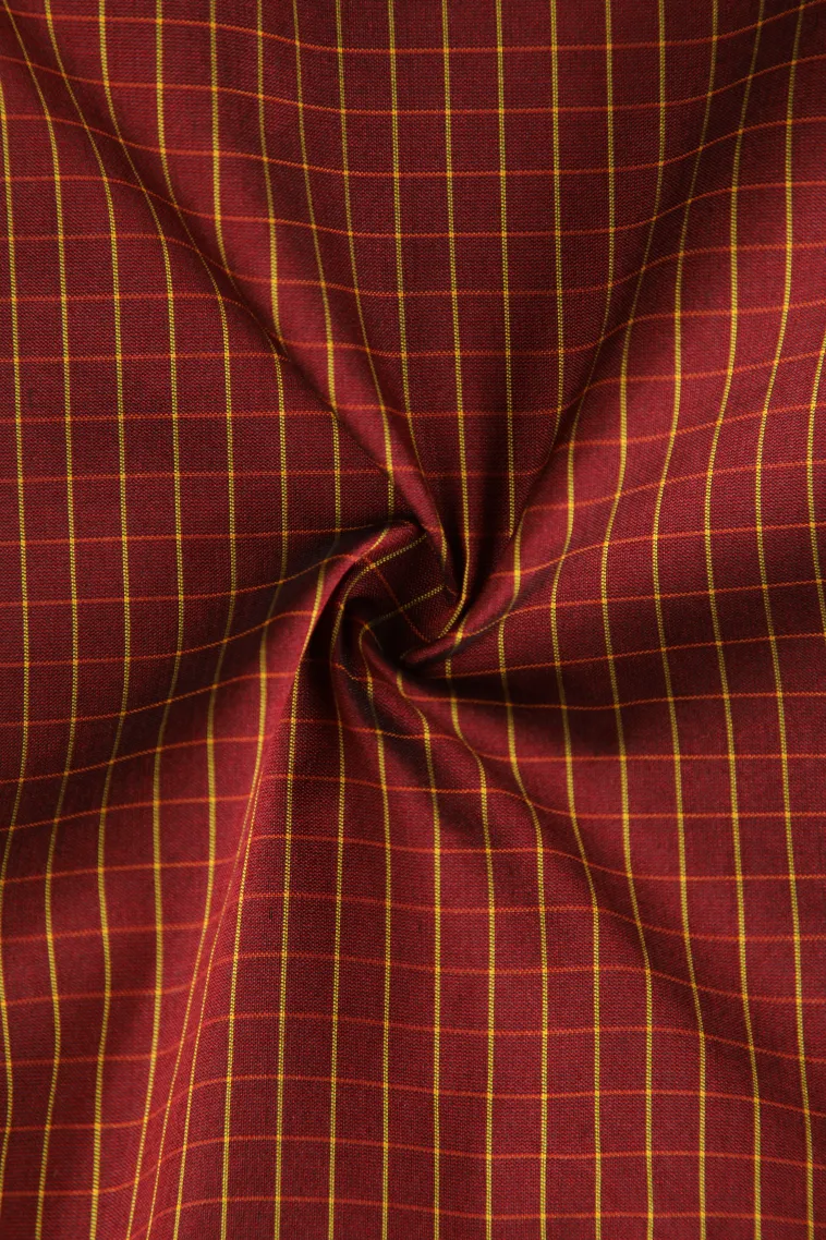 Berry Red Soft Silk Saree with Gold Zari Checks view 4