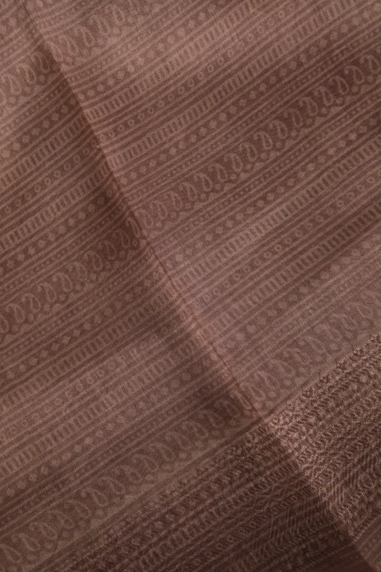 Crepe Pink Chanderi Cotton Sarees with Copper Zari Floral Patterns view 3