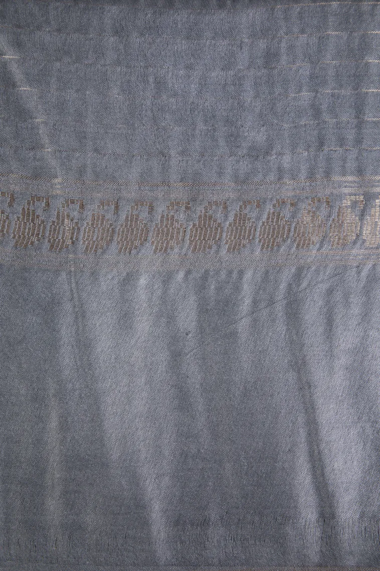Lemonade Pink Tussar Saree with Gold Zari Checks view 3