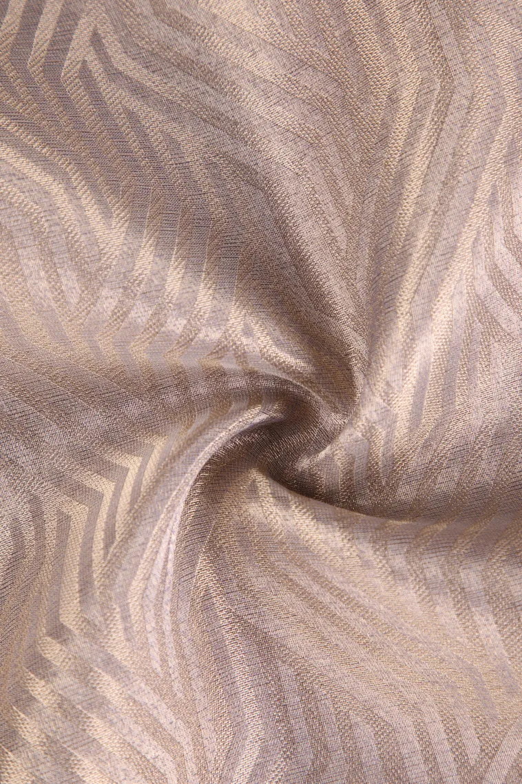 Crepe Pink Organza Saree with Bronze Zari Floral Patterns view 4