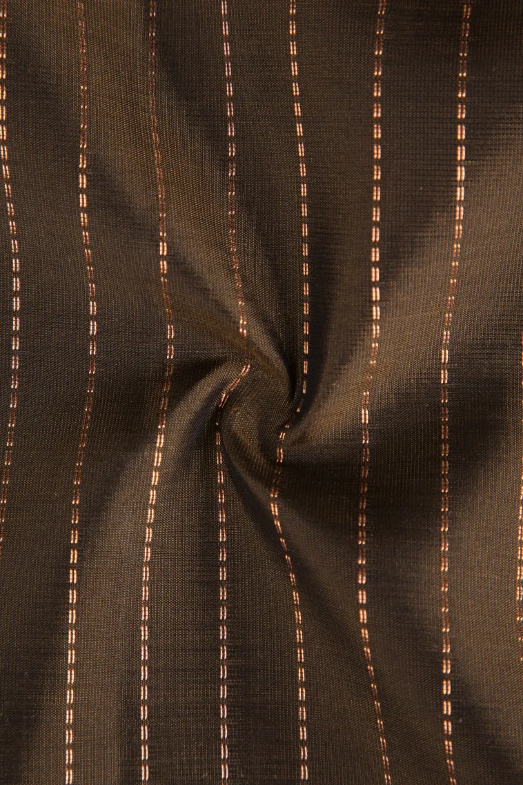 Coffee Brown Soft Silk Saree with Copper Zari Straipes And Puttas view 4
