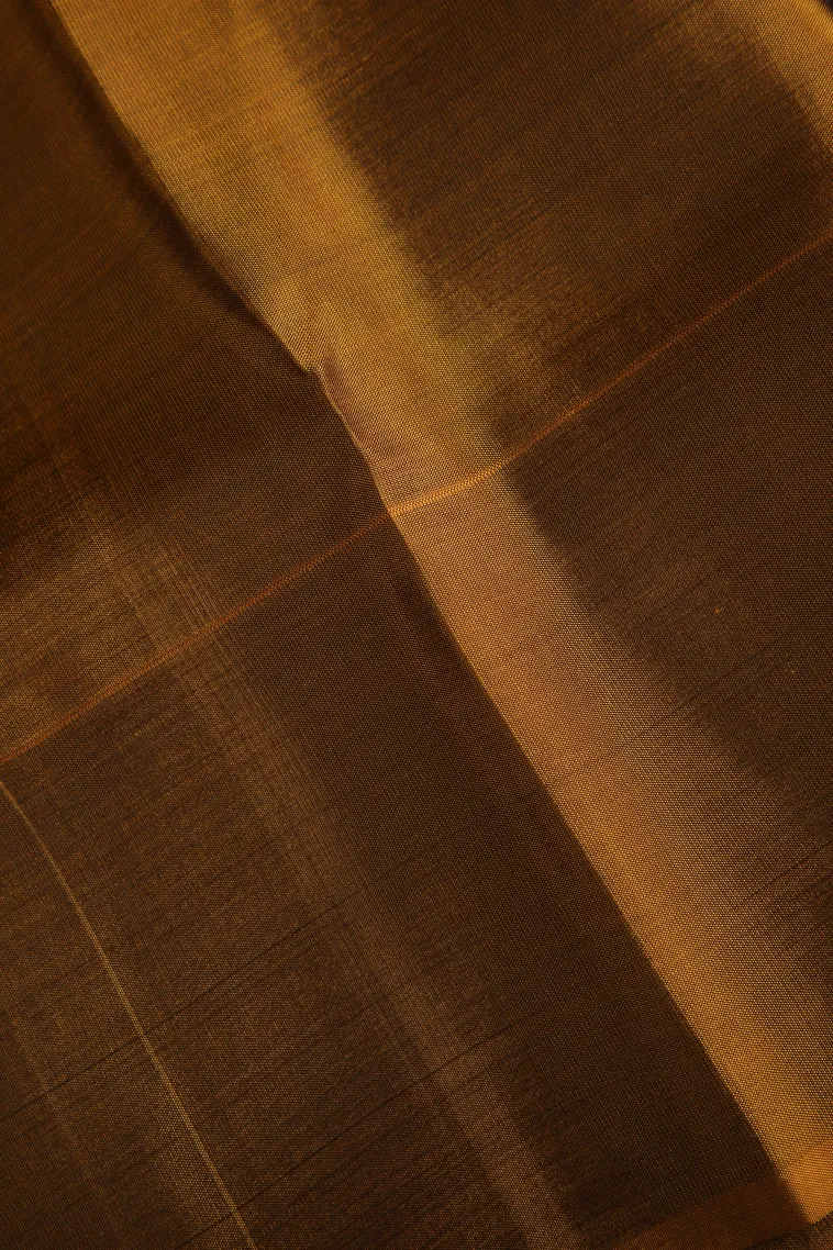 Coffee Brown Soft Silk Saree with Copper Zari Straipes And Puttas view 3