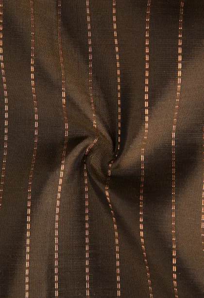Coffee Brown Soft Silk Saree with Copper Zari Straipes And Puttas