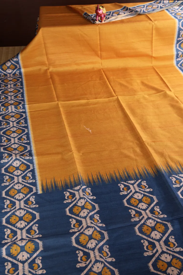 Lemon Yellow Fancy Saree with Thread Zari Plain With Border view 2