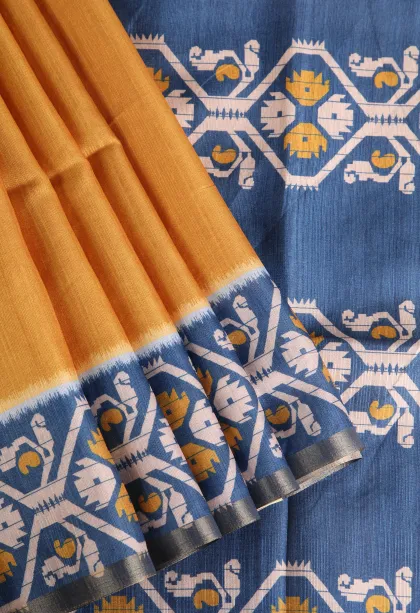 Lemon Yellow Fancy Saree with Thread Zari Plain With Border