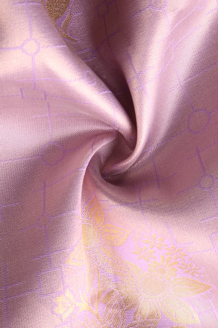 Blush Pink Apoorva Silk Sarees with Bronze Zari Geometric Shapes view 4