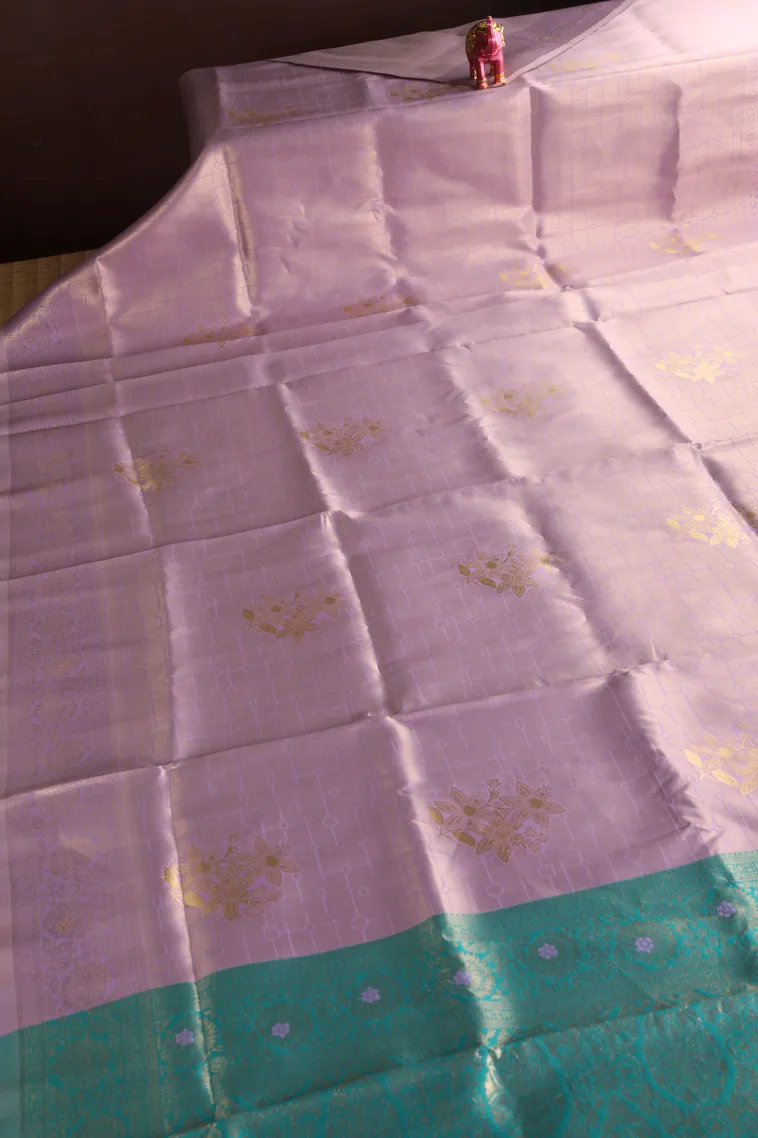 Blush Pink Apoorva Silk Sarees with Bronze Zari Geometric Shapes view 2